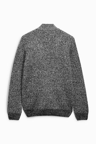 Grey Zip Through Funnel Sweater
